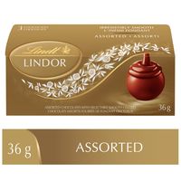 Lindt LINDOR Assorted Swiss Chocolate Truffles, 3 Count Box, 36g
