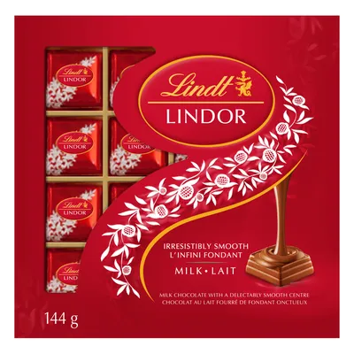 Lindt LINDOR Milk Chocolate Squares, 144-Gram Gift Box