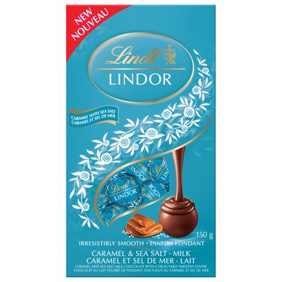 Lindt LINDOR Milk Caramel Sea Salt Chocolate Truffles Bag, 150g