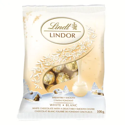 Lindt LINDOR Mini White Chocolate Balls Bag, 100g