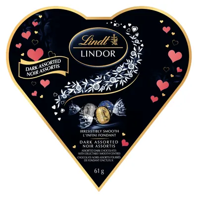 Lindt LINDOR Assorted Dark Chocolate Truffles Heart Box, 61g