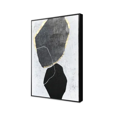 Stoney silhouettes i hand painted canvas - black, white, gold