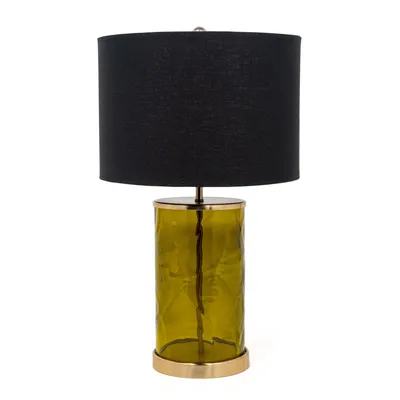 Klara 22"" glass table lamp - gold metal with green glass