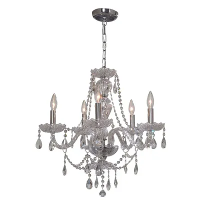 Crystal chandelier light - chrome with clear crystals