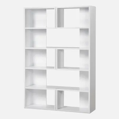 Bibliothèque double à plusieurs niveaux - blanche