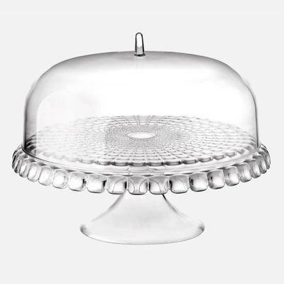 Tiffany clear cake stand with dome (36cm)
