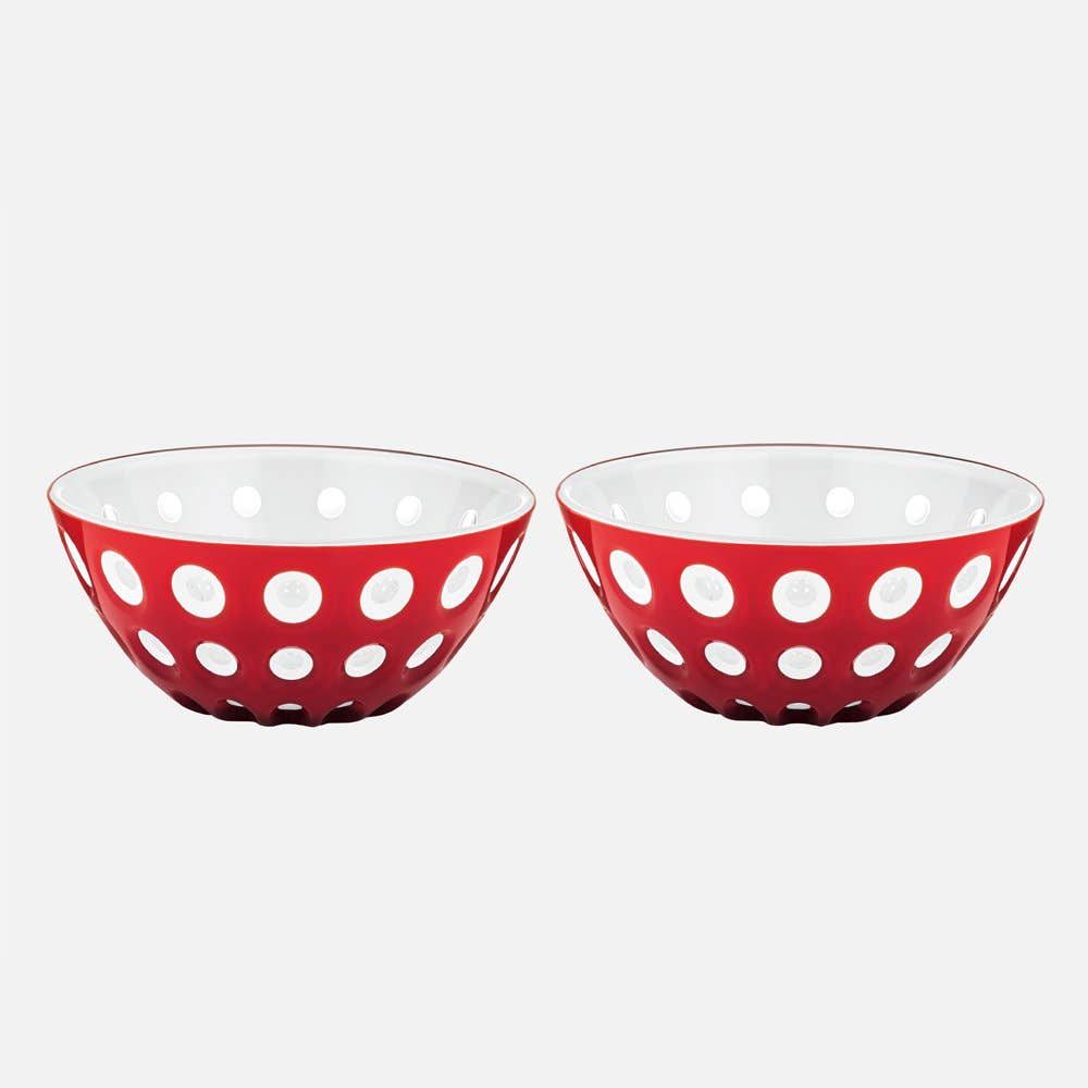 Le murrine set of 2 red white bowls (12cm) - red white transparent