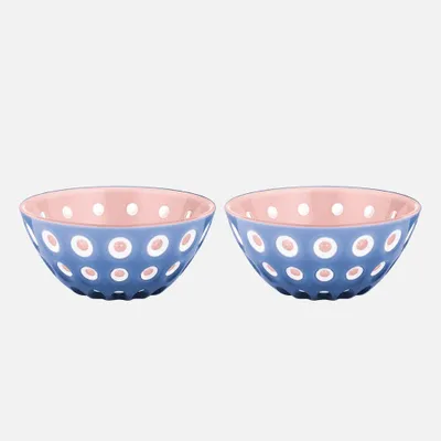 Le murrine set of 2 blue pink bowls (12cm) - pink white mediterranean blue