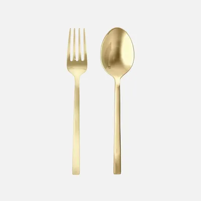 Arezzo brushed gold 2-piece server set