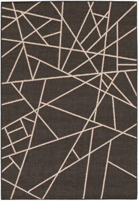 Rattan look abstract black-silver rug