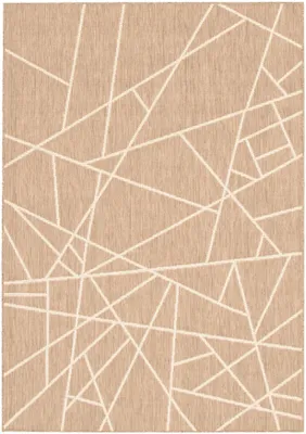Rattan look abstract taupe-champagne rug