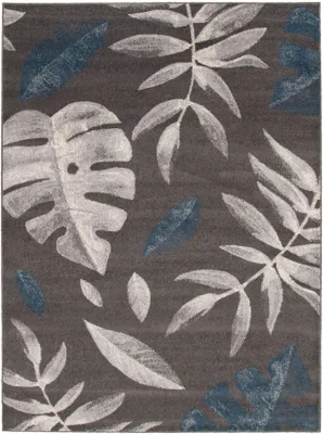 Feuilles anthracite-grey rug - 47in x 67in