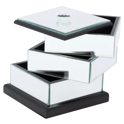 Elegance 3-tier jewelry box with rotating drawers - clear