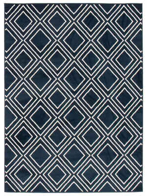 Modern geometric geod navy white rug - 94in x 122in
