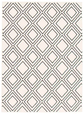Modern geometric geod white navy rug