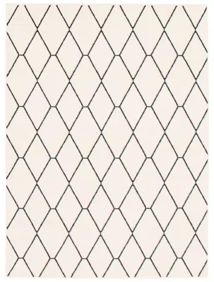 Modern geometric diamante white navy rug - 63in x 87in