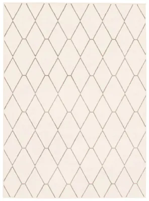 Modern geometric diamante white grey rug - 79in x 114in