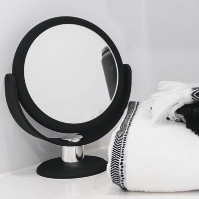 Soft touch round vanity mirror