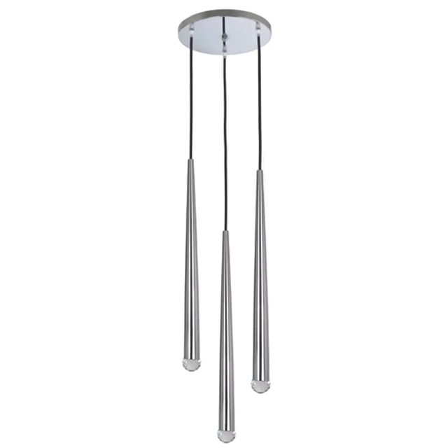 Round chrome pendant light with 3 led pendulums