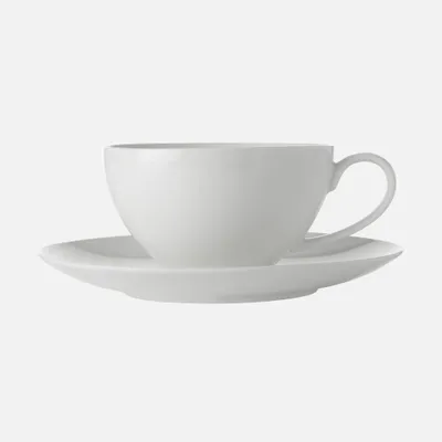 Set of 4 white basics cappuccino cup and saucer