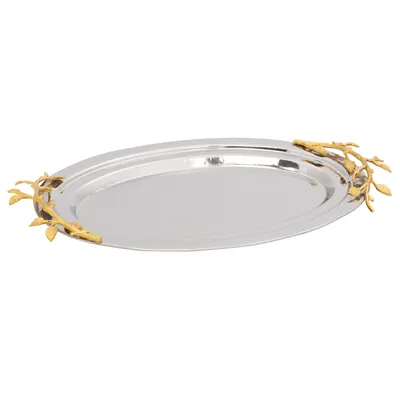 Elegance gold gilt leaf oval tray