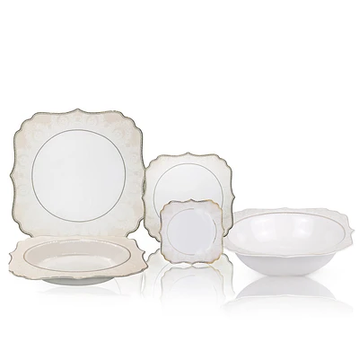 Studo 30-piece bone china dinnerware set by brilliant - white