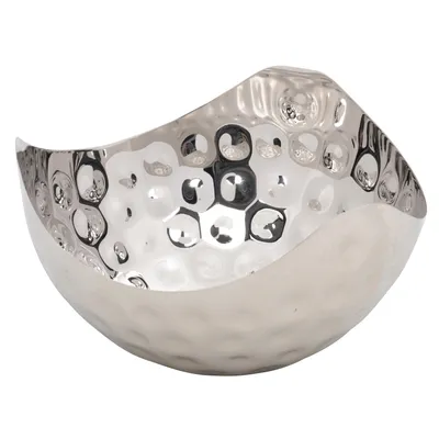 Elegance triangular bolt hammered bowl - silver