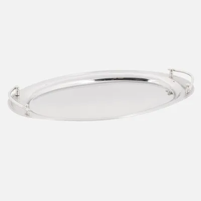 Elegance oval tray with handles (22"") - silver