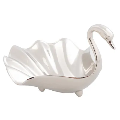 Elegance large swan dish - 7"" - silver