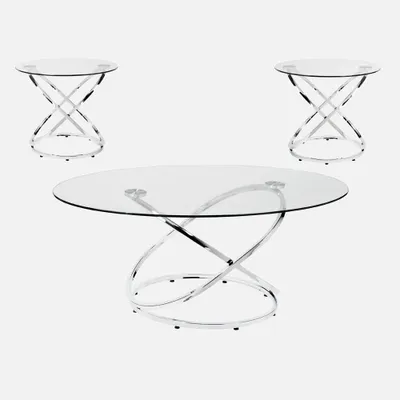 Mia 3-piece coffee table set - silver