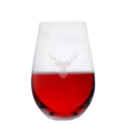 Set of 6 stag print stemless wine glasses by cuisivin