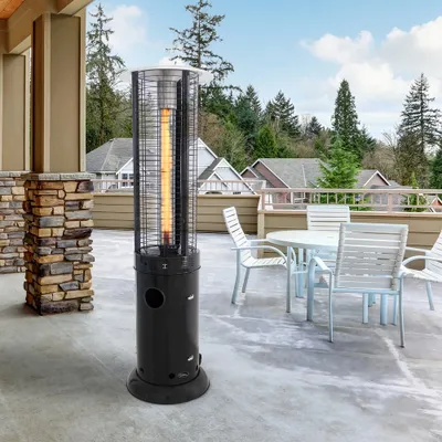 Sierra onyx glass tube patio heater by sunbeam - black