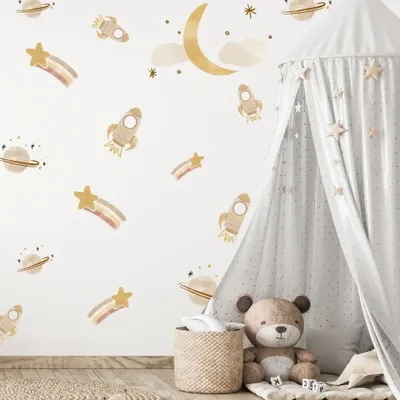 Spaceship and star wall decals