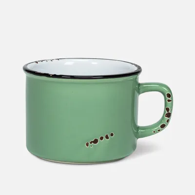 Forest green enamel look cappuccino cup - 8 oz 237 ml