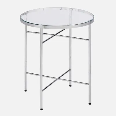 Angel oval accent table chrome glass - 20""
