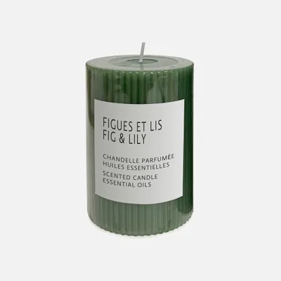 Pillar candle 4"" green - lily & fig