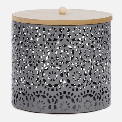 Metal storage jar collection - grey metal storage jar