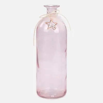 Pink glass vase with star detail