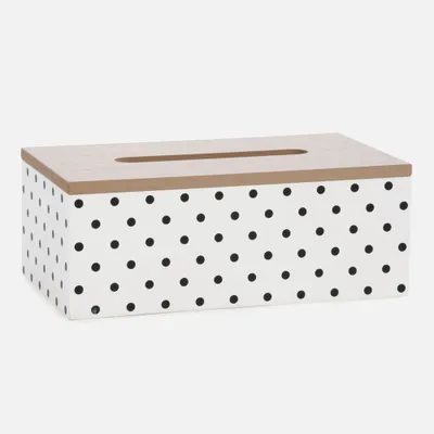 Tissue box with black dots