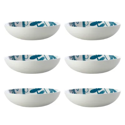 Set of 6 dusk blue bowls by maxwell & williams (20 cm) - blue