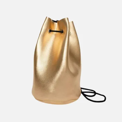 Gold drawstring bucket bag x sabichic
