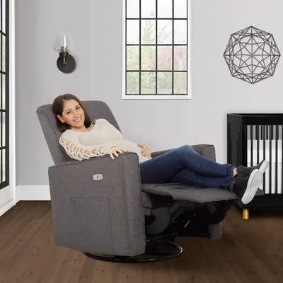 Power swivel glider recliner - grey