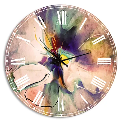 Abstract creative blue flower wall clock - round 29x29