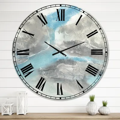 Watercolor minimal blue tones wall clock - round 29x29