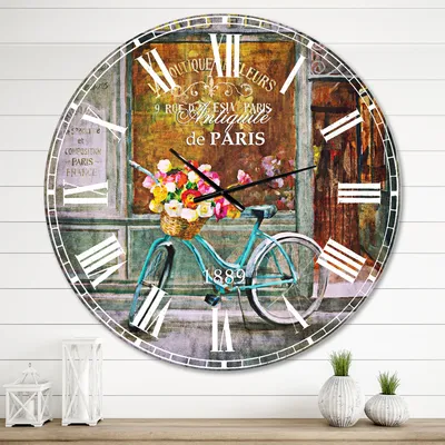 Paris french flowershop metal wall clock