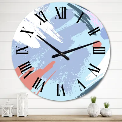 Strokes in pastel colors oversized wall clock - round 36x36