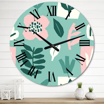 Bloom from within retro flower motivation i oversized wall clock - round 23x23