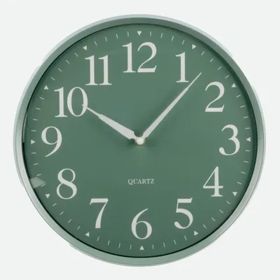 Green and white wall clock - 13'' - green white - 13""