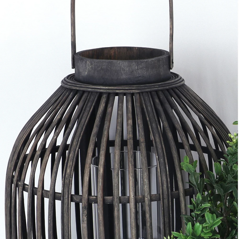 Brown Lantern with Stripe Look - 12.25"