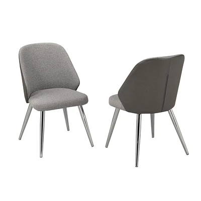 Set of 2 Dining Chairs -  Grey 